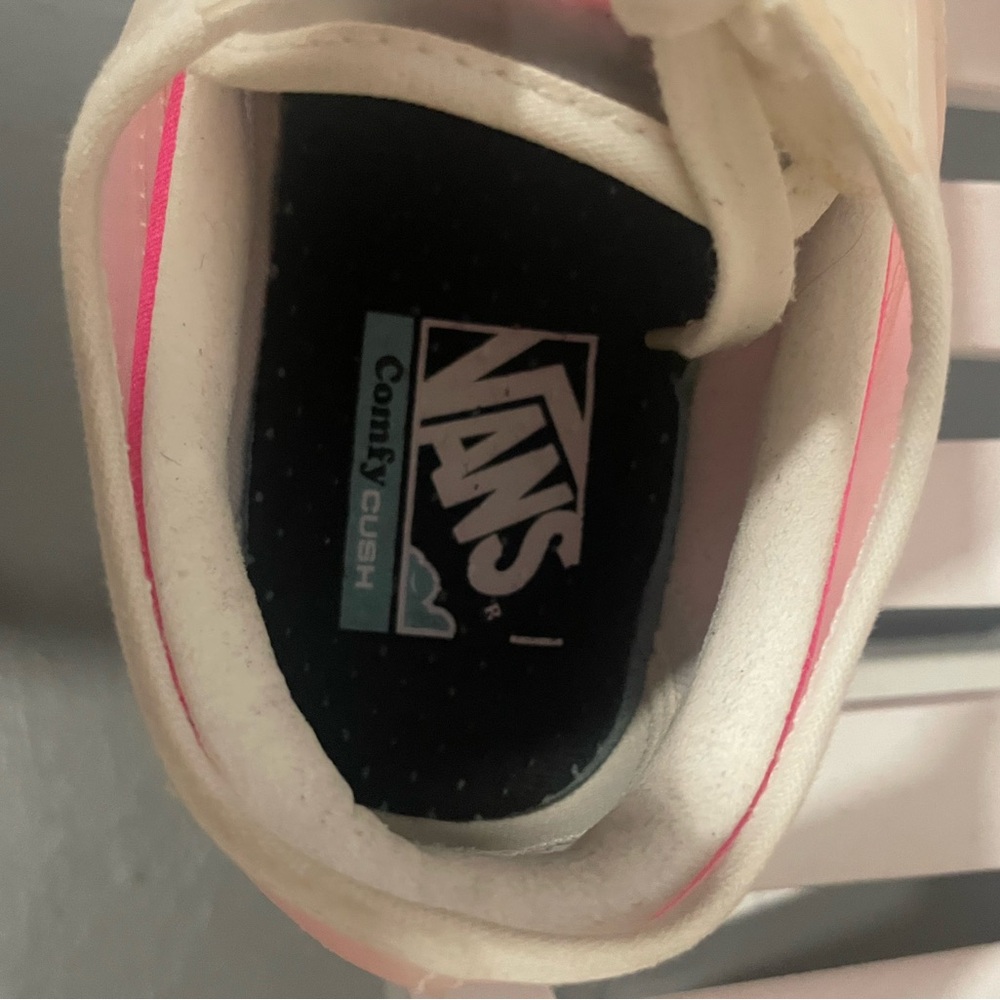 Pink and white checkered vans , with a clear cover over them. - Picture 5 of 6